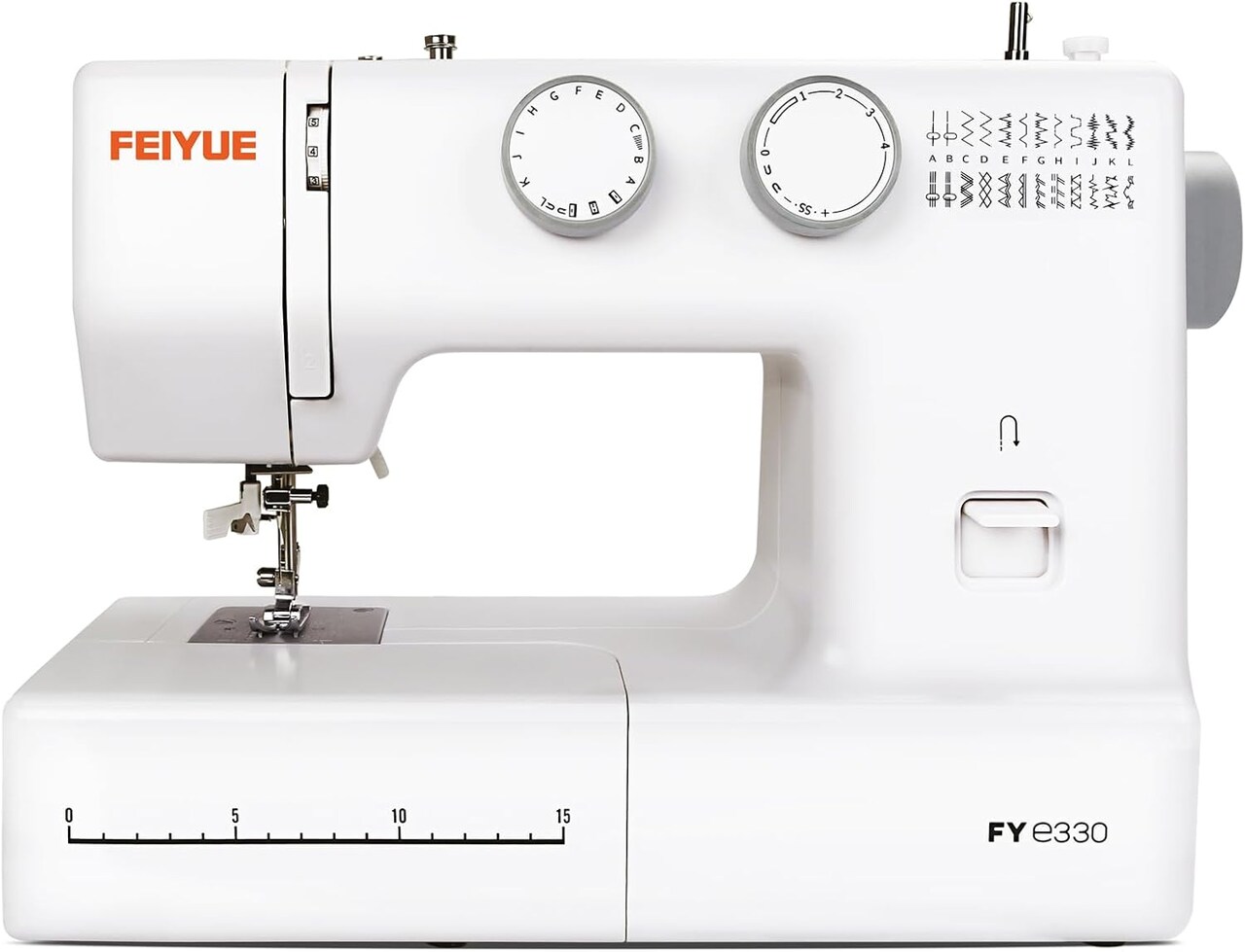 FEIYUE FYe330 Home Sewing Machine with Foot Pedal, Controllable Pedal Speed, 105 Stitch Applications, Powerful Servo Motor, Great for Beginners (White)